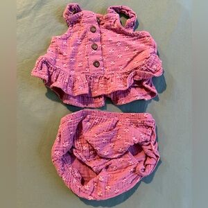 Carters Baby Girls Pink Ruffled Muslin Tank Top & Bloomers Set 3MO NWOT